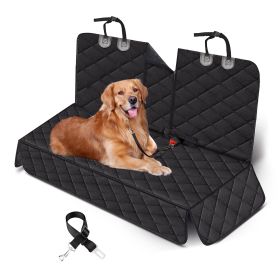 Dog Car Seat Cover Waterproof Scratchproof Pet Car Rear Protector Mat Pet Back Seat Cover with Dog Seat Belt for Car Truck SUV