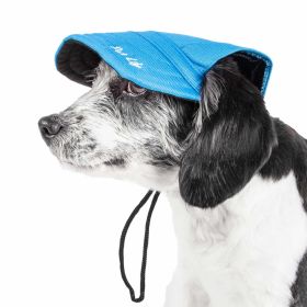 Pet Life 'Cap-Tivating' Uv Protectant Adjustable Fashion Dog Hat Cap (Color: Blue, size: large)