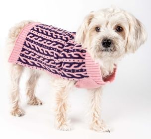 Harmonious Dual Color Weaved Heavy Cable Knitted Fashion Designer Dog Sweater (size: large)