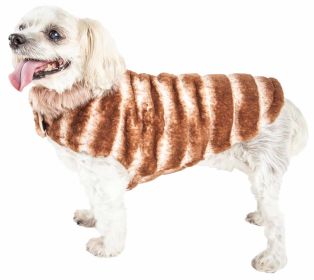 Pet Life Luxe 'Tira-Poochoo' Tiramisu Patterned Mink Dog Coat Jacket (size: X-Small)